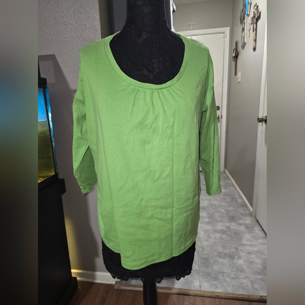 Jones New York Bright Green Long Sleeve Tee